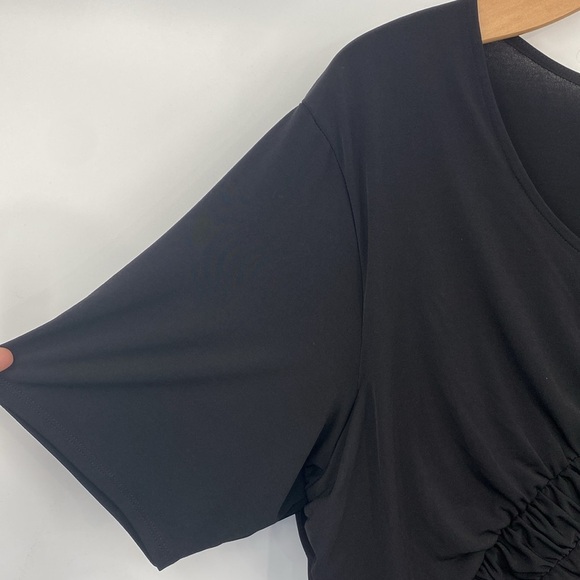 Avenue Midi Dress Women‎ Size 26/28 Plus Black Ruched Detail Flowy Short Sleeve - Picture 4 of 13